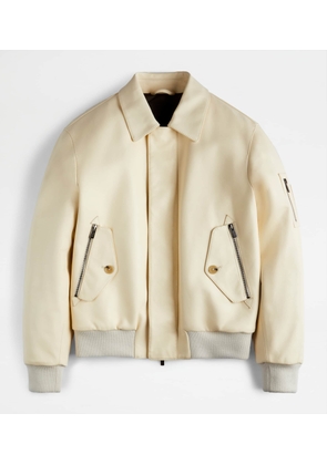 Tod's - Bomber Jacket in Nappa Leather, WHITE, L - Coat / Trench