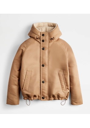 Tod's - Hooded Down Jacket, BEIGE, L - Coat / Trench