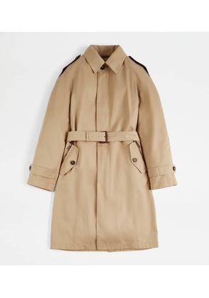Tod's - Trench Coat with Inserts in Leather, BEIGE, L - Coat / Trench