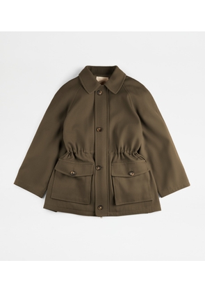 Tod's - Safari Jacket in Wool, GREEN, 40 - Coat / Trench