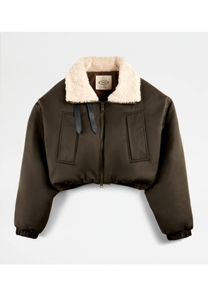 Tod's - Cropped Bomber Jacket, GREEN, 38 - Coat / Trench