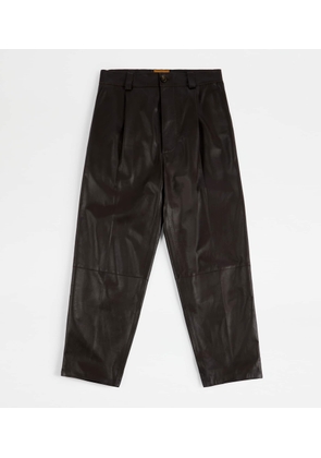 Tod's - Trousers in Nappa Leather, BROWN, L - Trousers