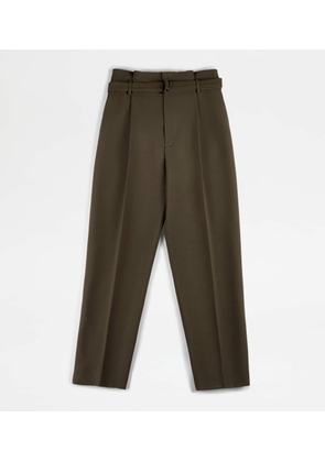 Tod's - Trousers in Wool with Darts, GREEN, 38 - Trousers