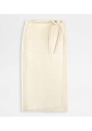 Tod's - Wrap Skirt in Leather, OFF WHITE, 38 - Skirts