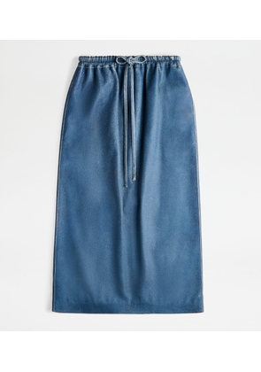Tod's - Skirt in Leather, BLUE, 36 - Skirts
