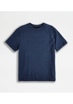 Tod's - T-Shirt in Bouclé Jersey, BLUE, L - Shirts