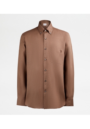 Tod's - Shirt in Linen, BROWN, L - Shirts