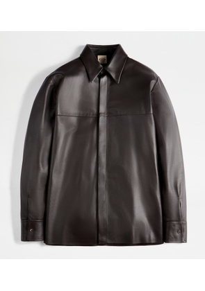 Tod's - Shirt in Leather, BROWN, 38 - Shirts