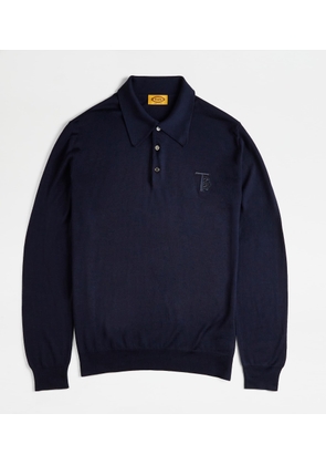 Tod's - Cashmere Blend Polo Shirt, BLUE, L - Knitwear
