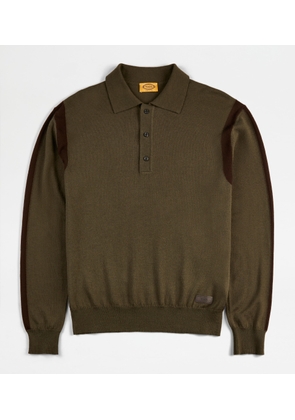 Tod's - Polo Shirt in Wool, BROWN,GREEN, L - Knitwear