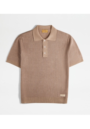 Tod's - Polo Shirt in Silk Blend Knit, PINK,BEIGE, L - Knitwear