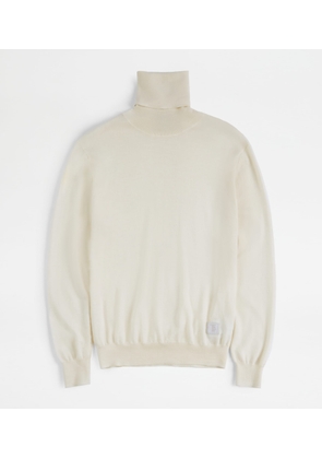 Tod's - Turtleneck in Wool and Silk, WHITE, L - Knitwear