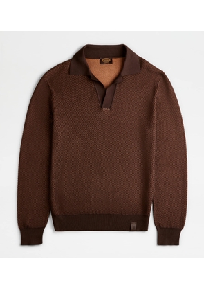 Tod's - Polo Shirt in Knit, BROWN, L - Knitwear