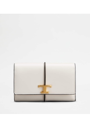 Tod's - T Timeless Wallet in Leather, WHITE,  - Wallets