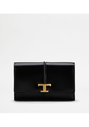 Tod's - T Timeless Wallet in Leather, BLACK,  - Wallets
