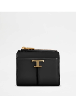 Tod's - T Timeless Wallet in Leather, BLACK,  - Wallets