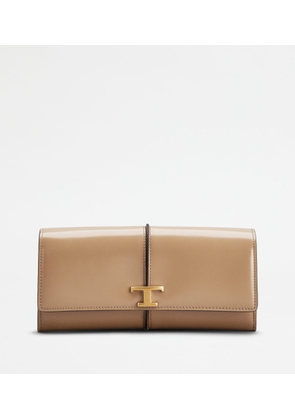 Tod's - T Timeless Wallet in Leather, BEIGE,  - Wallets