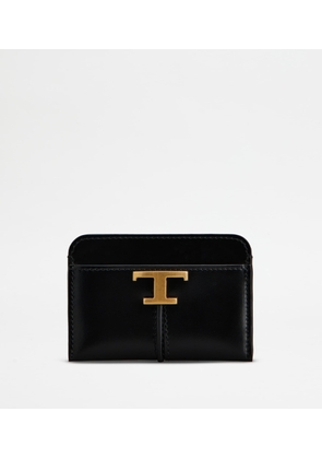 Tod's - T Timeless Credit Card Holder in Leather, BLACK,  - Wallets