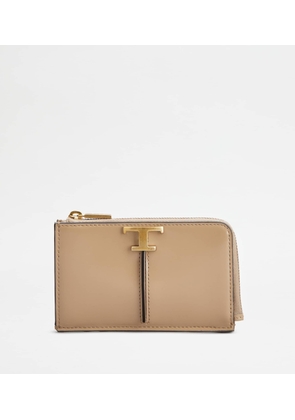 Tod's - T Timeless Pouch in Leather, BEIGE,  - Wallets