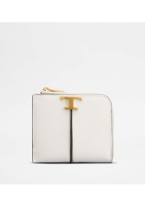 Tod's - T Timeless Credit Card Holder in Leather, WHITE,  - Wallets