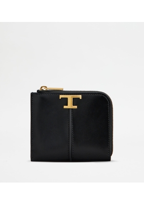 Tod's - T Timeless Credit Card Holder in Leather, BLACK,  - Wallets