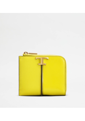 Tod's - T Timeless Credit Card Holder in Leather, YELLOW,  - Wallets
