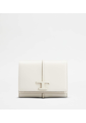 Tod's - T Timeless Wallet in Leather, WHITE,  - Wallets