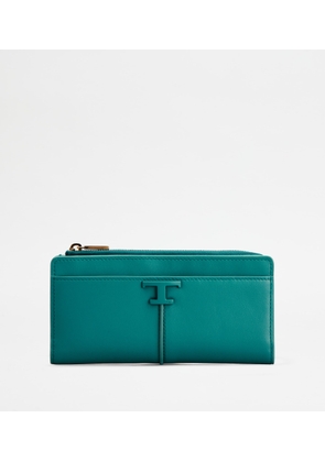 Tod's - T Timeless Wallet in Leather, GREEN,  - Wallets