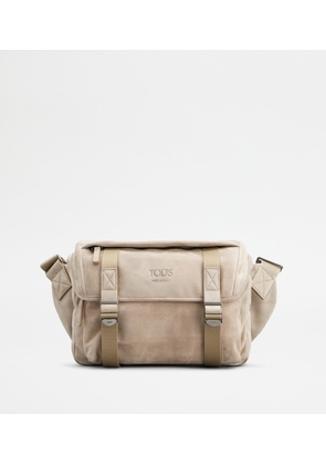 Tod's - Crossbody Bag in Suede Small, BEIGE,  - Bags