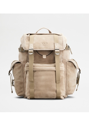 Tod's - Backpack in Suede Medium, BEIGE,  - Bags