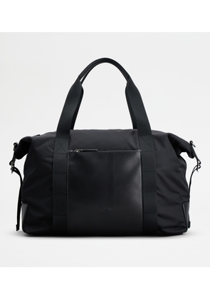 Tod's - Duffle Bag in Fabric and Leather Large, BLACK,  - Bags