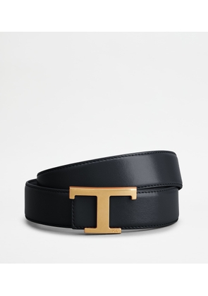 Tod's - T Timeless Reversible Belt in Leather, BLUE,BLACK, 105 - Belts