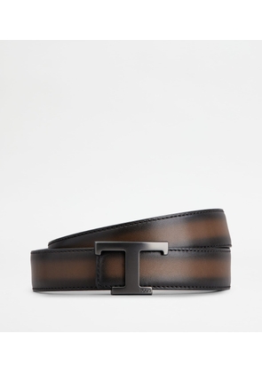 Tod's - T Timeless Reversible Belt in Leather, BLACK,BROWN, 105 - Belts