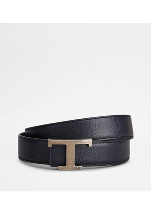 Tod's - T Timeless Reversible Belt in Leather, BLUE, 105 - Belts