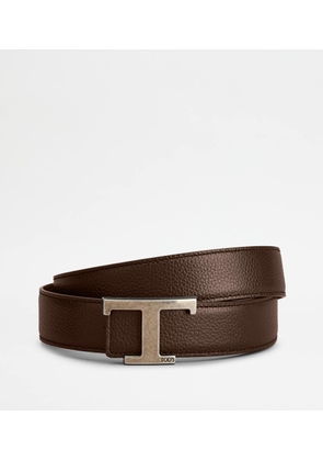 Tod's - T Timeless Reversible Belt in Leather, BROWN, 105 - Belts