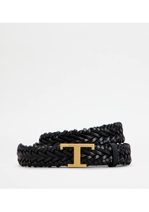 Tod's - T Timeless Belt in Leather, BLACK, 105 - Belts