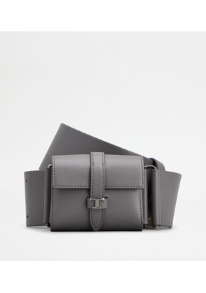 Tod's - Belt with Micro Bag in Leather, GREY, M - Belts