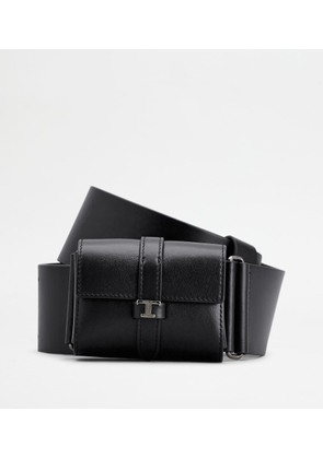 Tod's - Belt with Micro Bag in Leather, BLACK, M - Belts