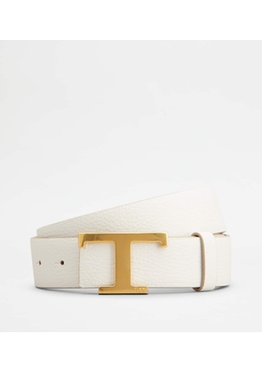 Tod's - T Timeless Reversible Belt in Leather, WHITE, 100 - Belts