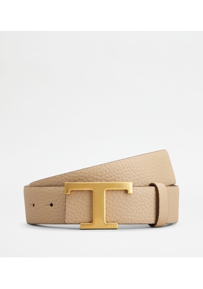 Tod's - T Timeless Reversible Belt in Leather, BEIGE, 100 - Belts