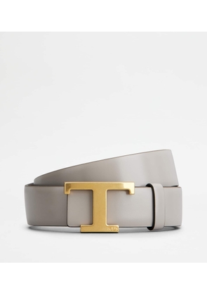 Tod's - T Timeless Reversible Belt in Leather, BROWN,GREY, 80 - Belts