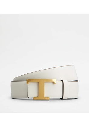 Tod's - T Timeless Reversible Belt in Leather, BROWN,OFF WHITE, 75 - Belts