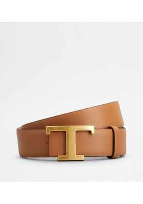 Tod's - T Timeless Reversible Belt in Leather, BEIGE,BROWN, 80 - Belts