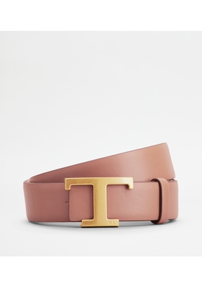 Tod's - T Timeless Reversible Belt in Leather, PINK, 100 - Belts