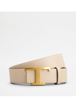 Tod's - T Timeless Reversible Belt in Leather, NATURAL,BROWN, 100 - Belts