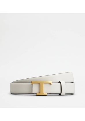 Tod's - T Timeless Reversible Belt in Leather, BROWN,OFF WHITE, 105 - Belts
