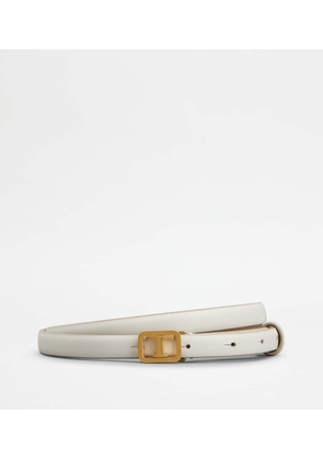 Tod's - T Timeless Belt in Leather, WHITE, 85 - Belts