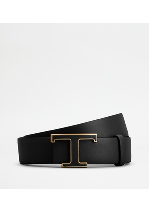 Tod's - T Timeless Reversible Belt in Leather, BLACK, 75 - Belts
