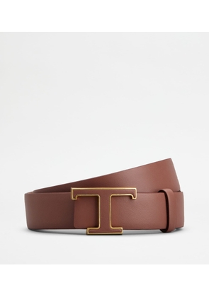 Tod's - T Timeless Reversible Belt in Leather, BROWN, 100 - Belts
