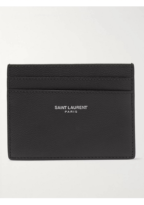 SAINT LAURENT - Logo-Print Pebble-Grain Leather Cardholder - Men - Black